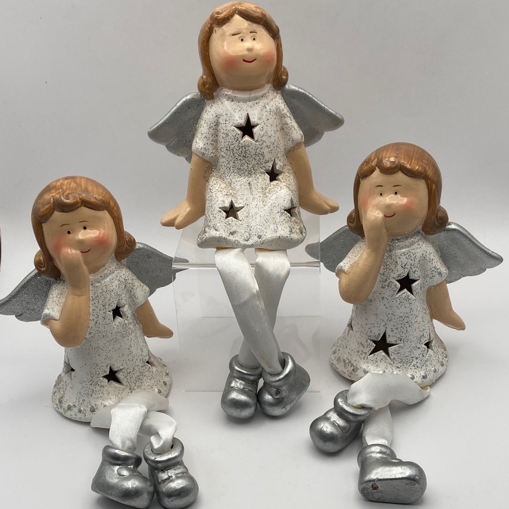 Winter Lane Set of 3 Illuminated Dangle Sitter Angels